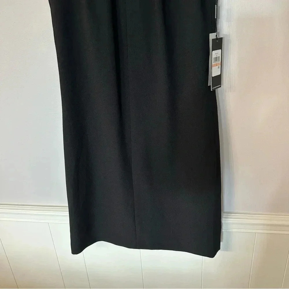 Karl Lagerfeld Sleeveless Black Mock V-Neck Zip Up Dress with Side Slit Sz 2 NWT - Picture 4 of 11